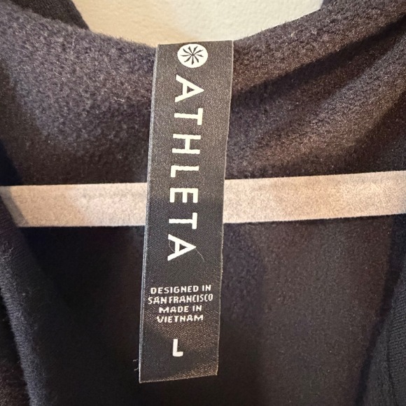 Athleta Womens Purana Wrap Hoodie Sweatshirt Black Cowl Neck 486073 L - Picture 5 of 6